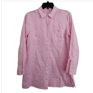 Lilly Pulitzer 100% Linen Pink Oversized Button-Up Shirt Size XS